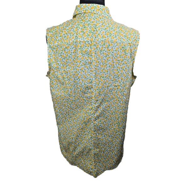 Lands End Button Front Top 100% Supima Cotton Lemon Non Iron Breathable Size 14 - Picture 2 of 8